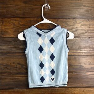 Disney Blue Argyle Sweater Vest Kids Size S (5/6)